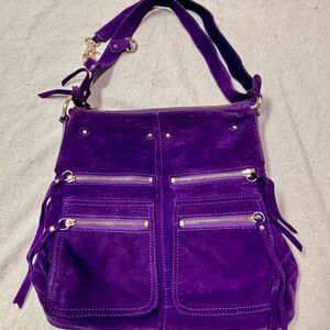 Purple Suede Shoulder Bag